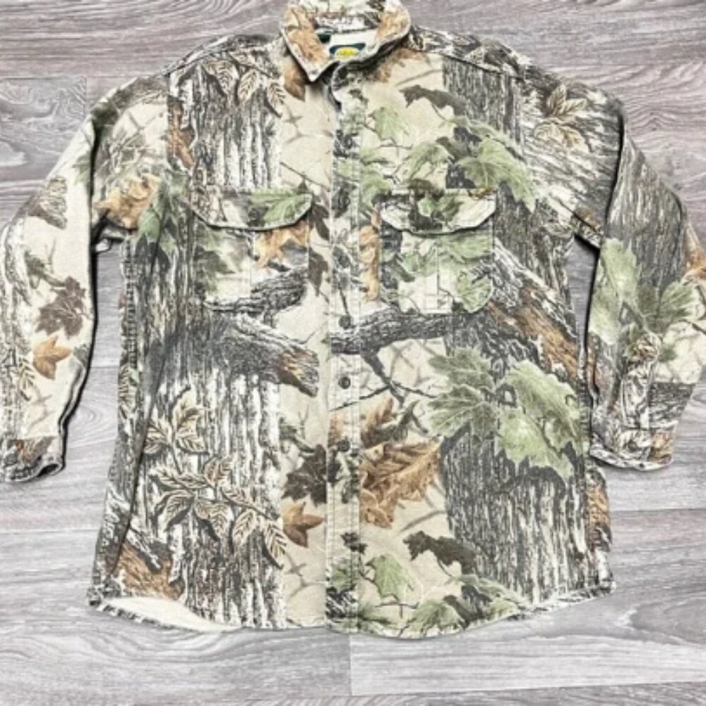 Cabela's‎ Realtree Camo Button Up Long Sleeve Hunting Shirt Outdoor Collab XL